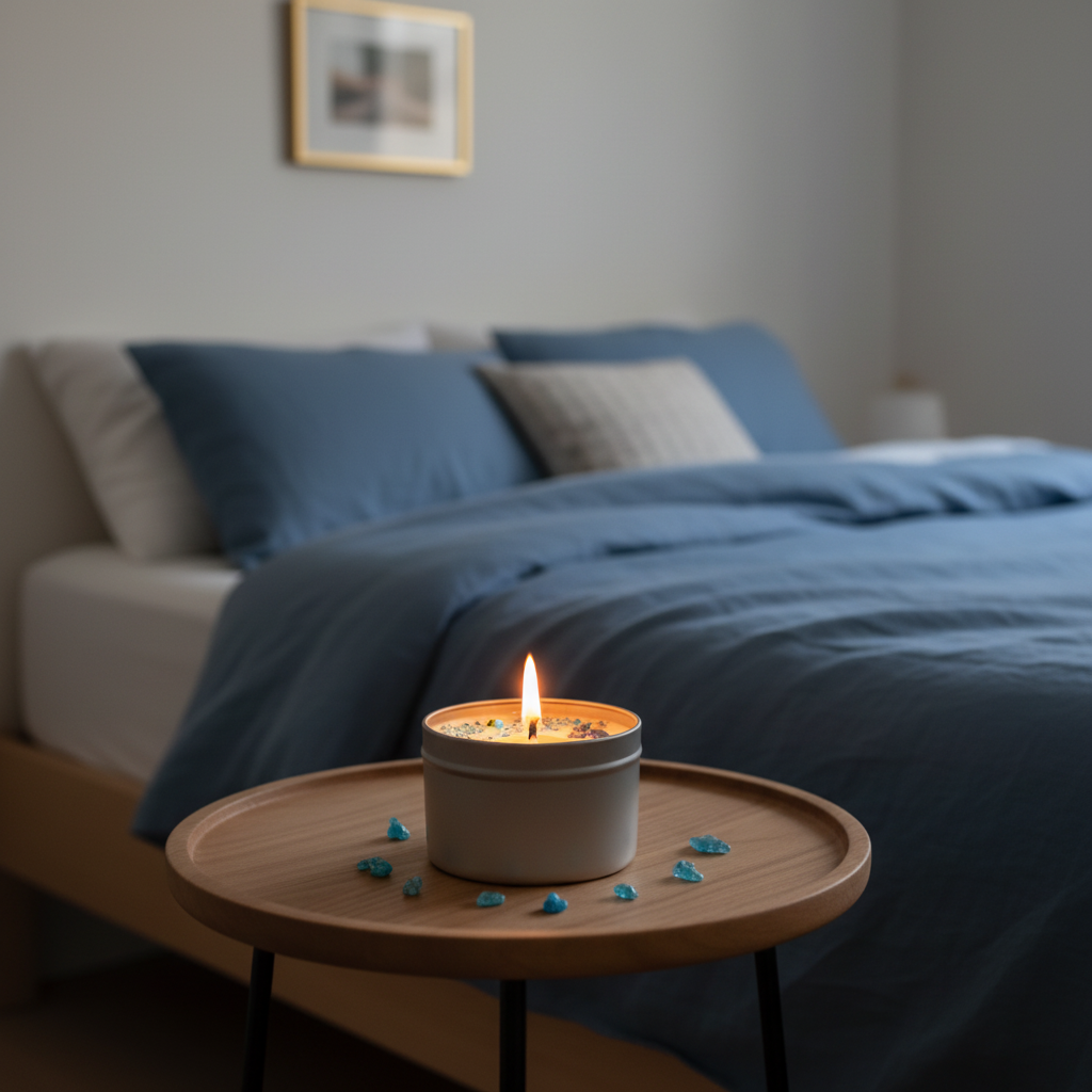 Bougie EAU - ambiance chambre bleue