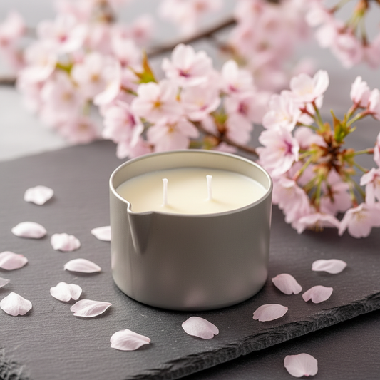 Bougie Fleur de Cerisier lifestyle ardoise