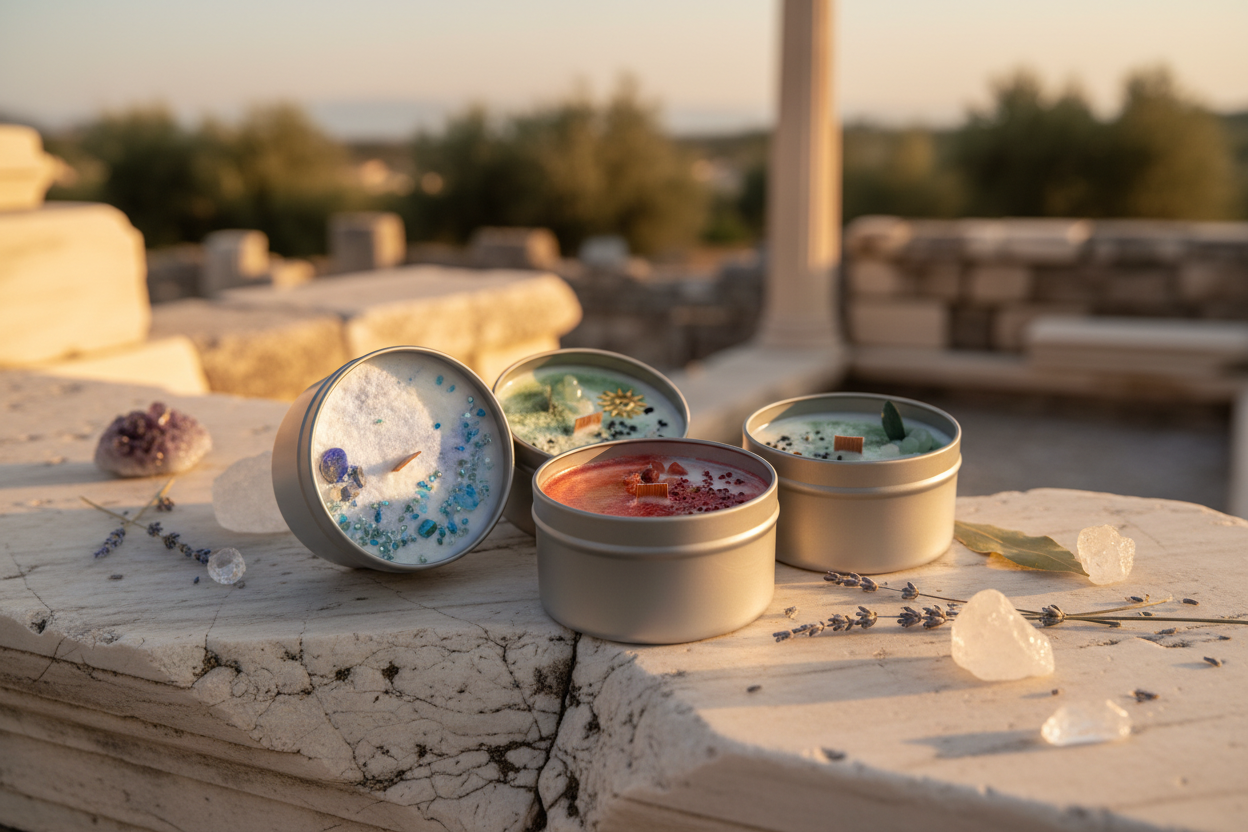 Les 4 bougies mystiques décor grec
