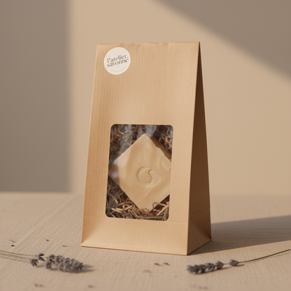 Savon Douceur dans la pochette kraft